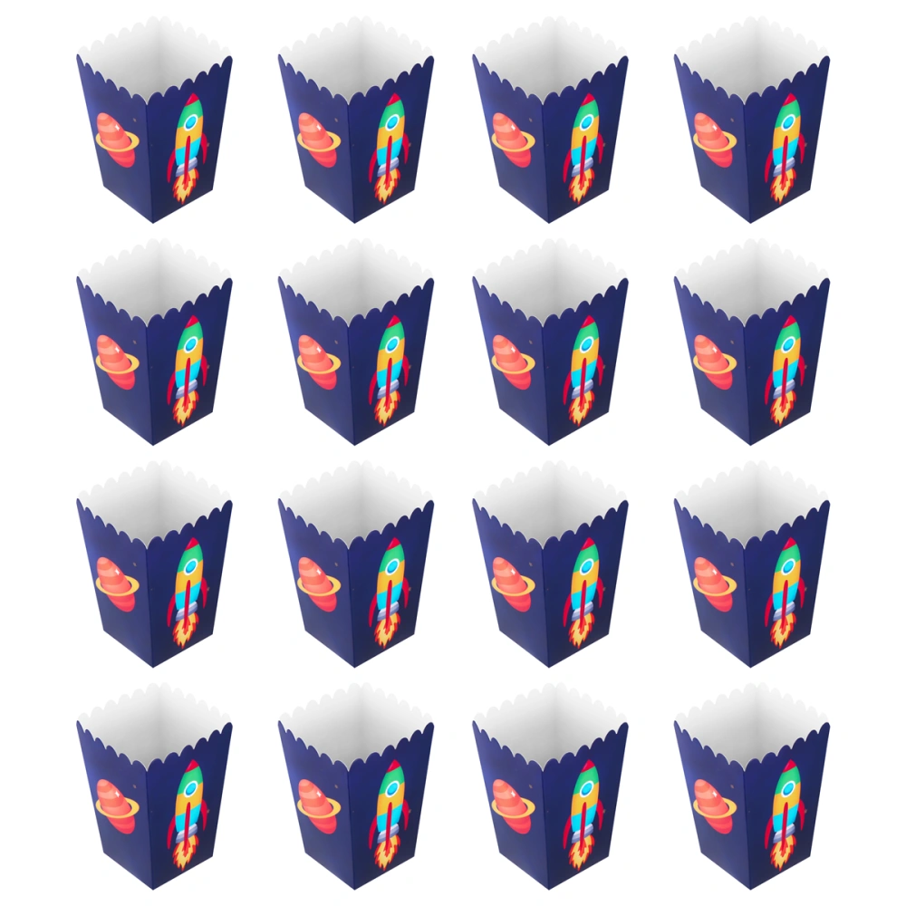 16pcs Space Theme Popcorn Boxes Printing Party Treat Box Snack Container Birthday Party Supplies (8pcs in 1 Set)