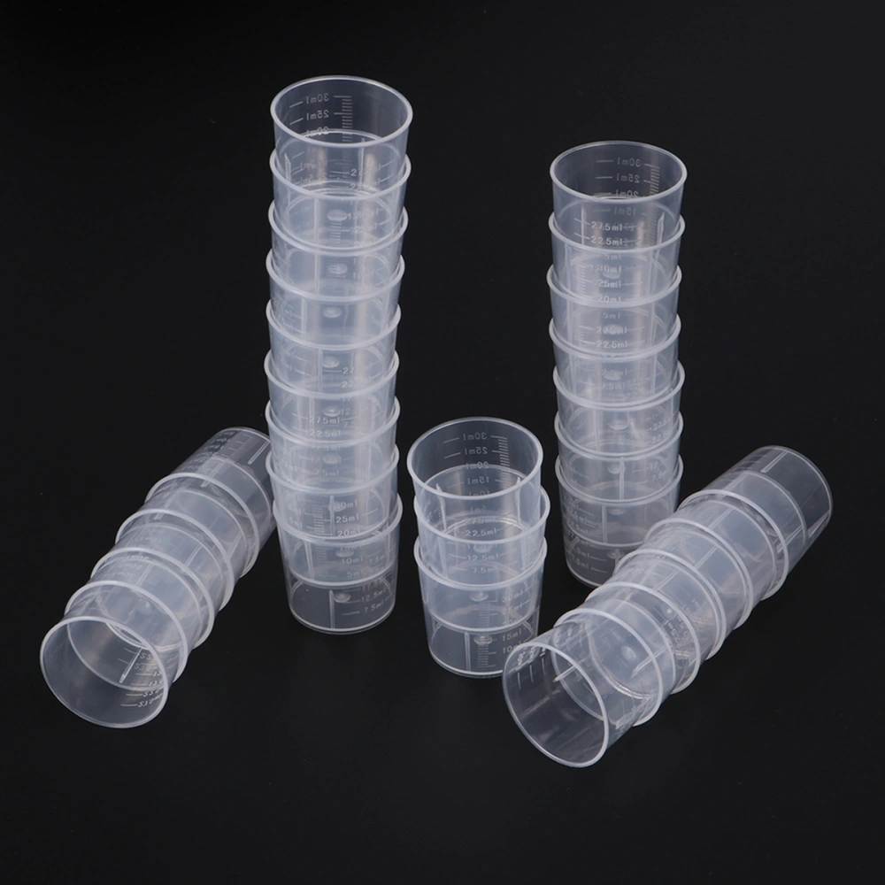 60pcs 30ml Graduated Measuring Scale Cups Transparent Plastic Container Measuring Tools