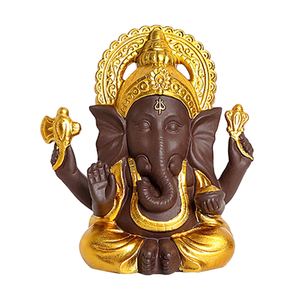 Classic Ceramic Figurine Ganesha Buddha Handmade Figurine Elephant God Statue Ornament Home Decor Golden