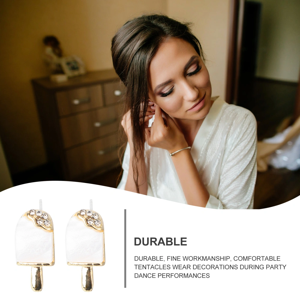 Popsicle Ear Stud Fashionable Personality Small Simple Ear Stud Small Shining Beautiful Earring for Woman (White)