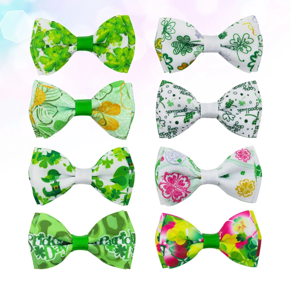 8pcs Bow-knot Hair Clover Hair Clips St.Patricks Day Shamrock Party Barrettes Hair Accessories for Girls  
     