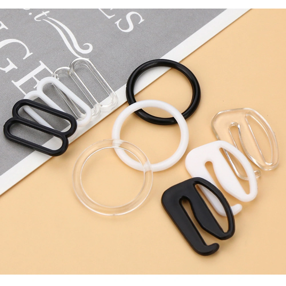 1 Set 250pcs Plastic Bra Buckle Clip Bra Buckle Adjustable Buckle Clips Hook Snap Bra Clasps Bra Accessories Shaped Design (Black 16L=10.0 MM,24L=15.0 MM,6MM,8MM,12MM)