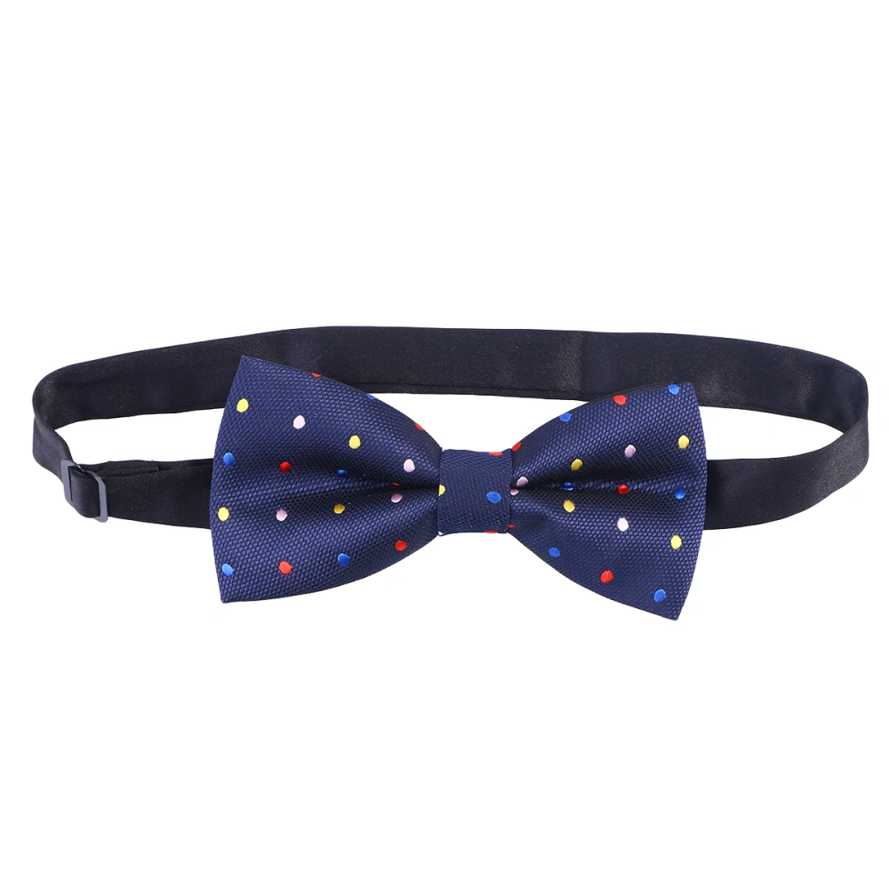 Men's Fashion Classic Pre-Tie Bowtie Polyester Neck Tie Formal Dress Double Layers Bow Tie (Navy Blue Polka Dot)