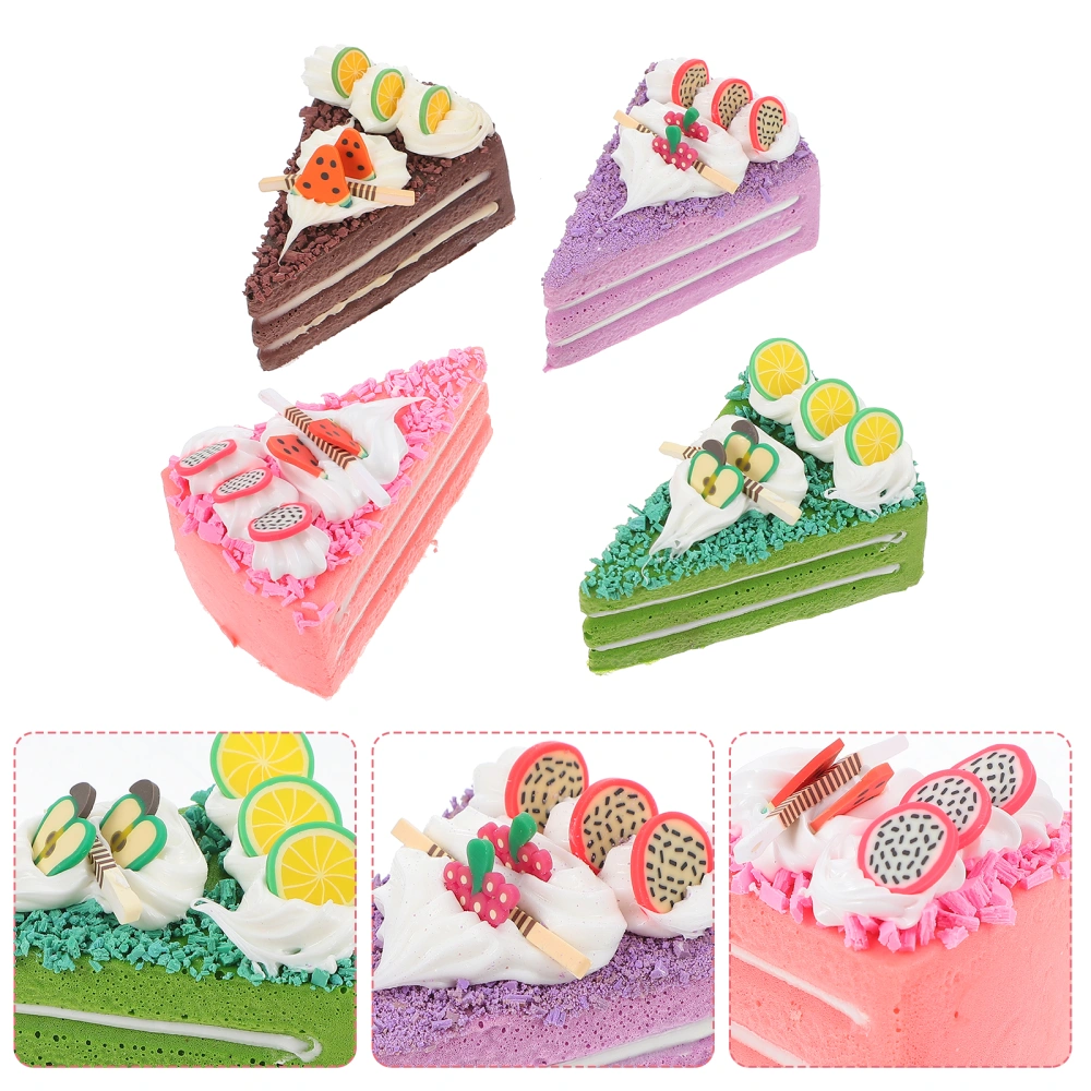 4Pcs Delicate Simulation Cake Models PU Cake Decorations Photography Props