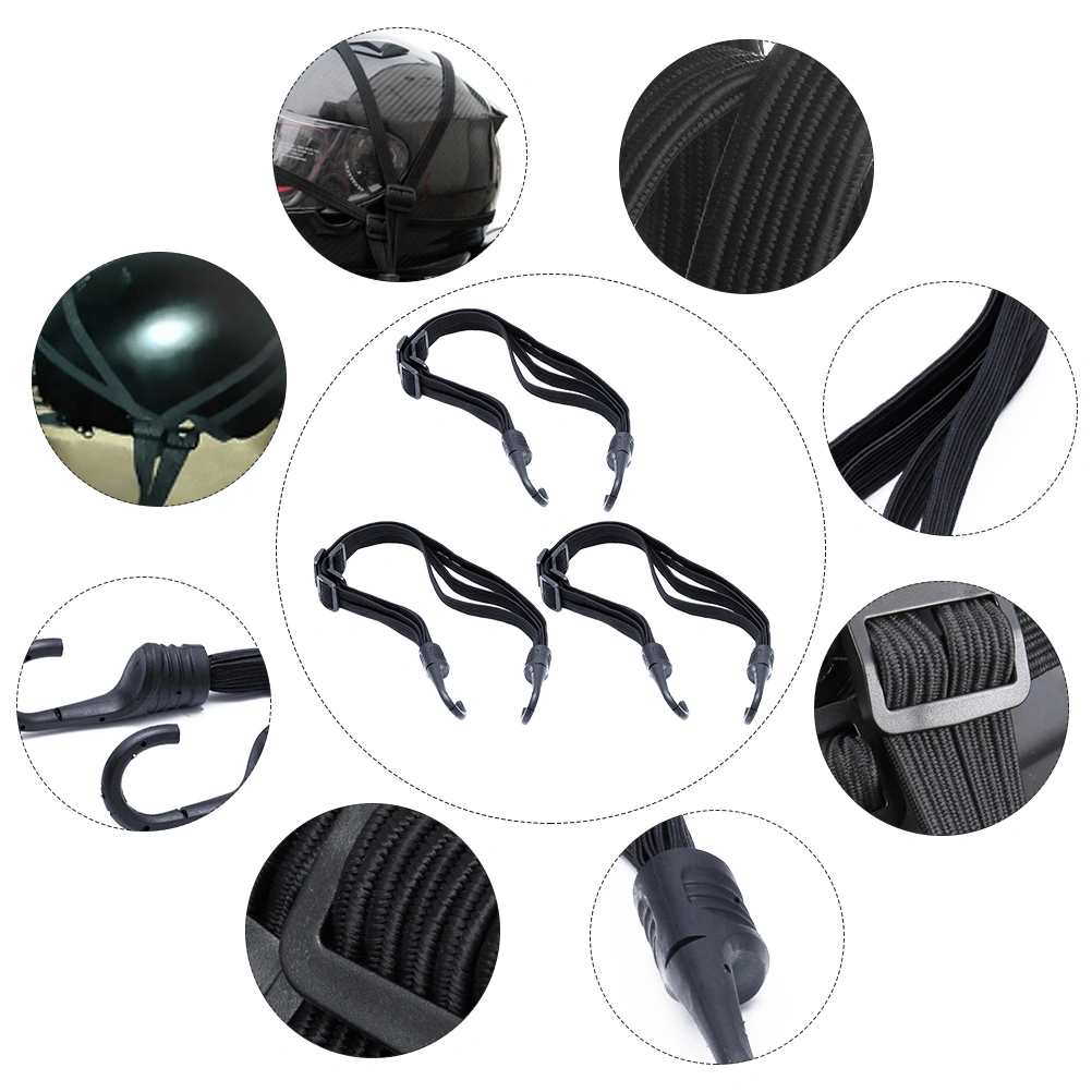 3Pcs Bike Luggage Strap Elastic Motorcycle Fixed Folding Elastic Rope Tied Rope
