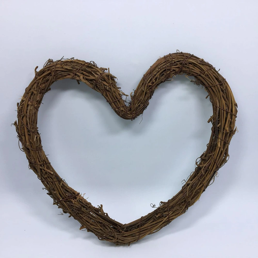 2pcs DIY Crafts Rattan Heart Natural Dried Grapevine Wreath Xmas Garland Home Wedding Party Decor 30cm