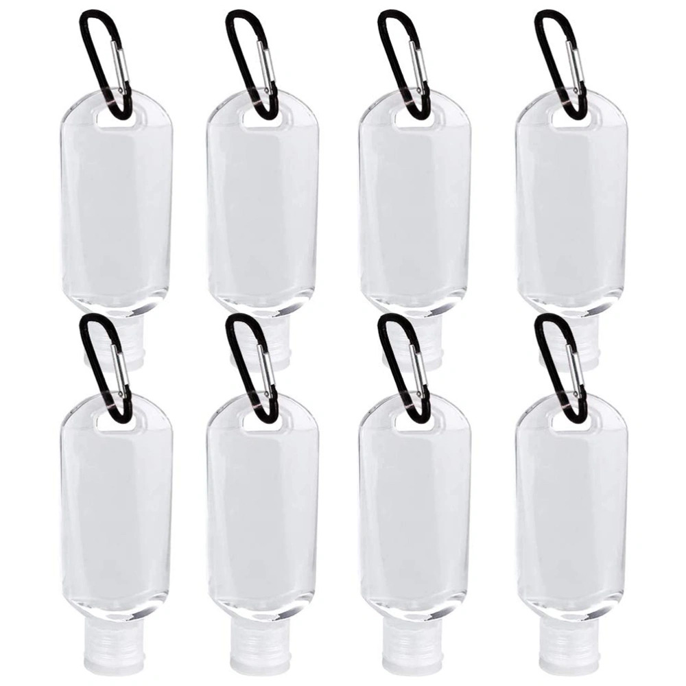 8pcs 50ml Refillable Bottles with Hook Hand Sanitizer Bottle Travel Bottles Lotion Bottles (Transparent Bottles Random Color Hook)