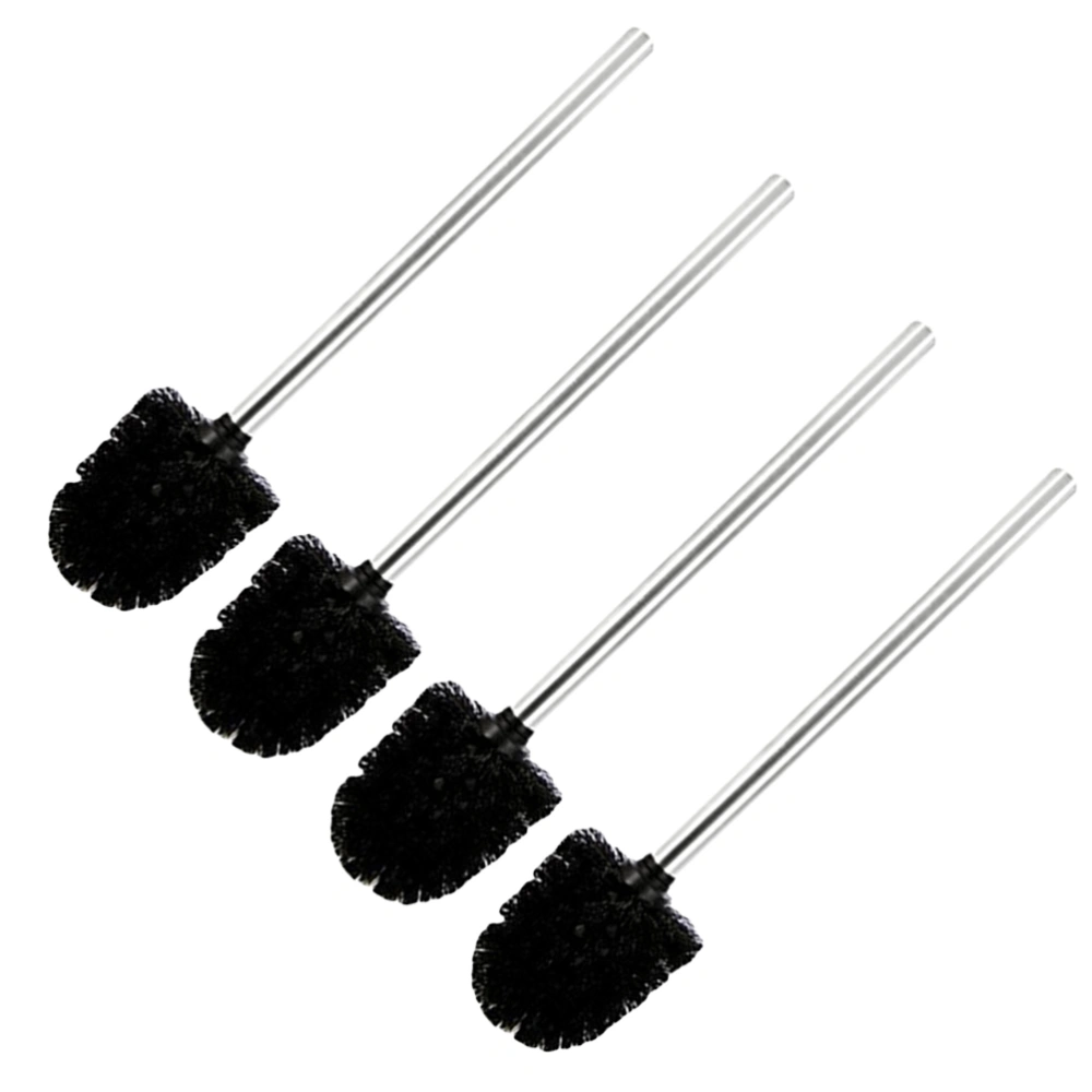 4 Pcs Toilet Brush Plastic Toilet Brushes Replaceable Cleaning Toilet Brushes with Stainless Steel Handle (Black)