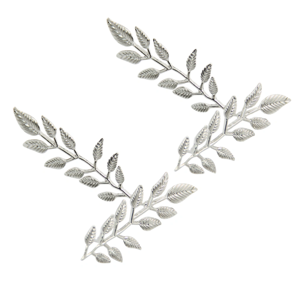 1 Pair of Retro Fashion Leaf Collar Pin Brooch Collar Shirt Collar Pin Brooch Buckle Collar Clip for Women Men (Silver)