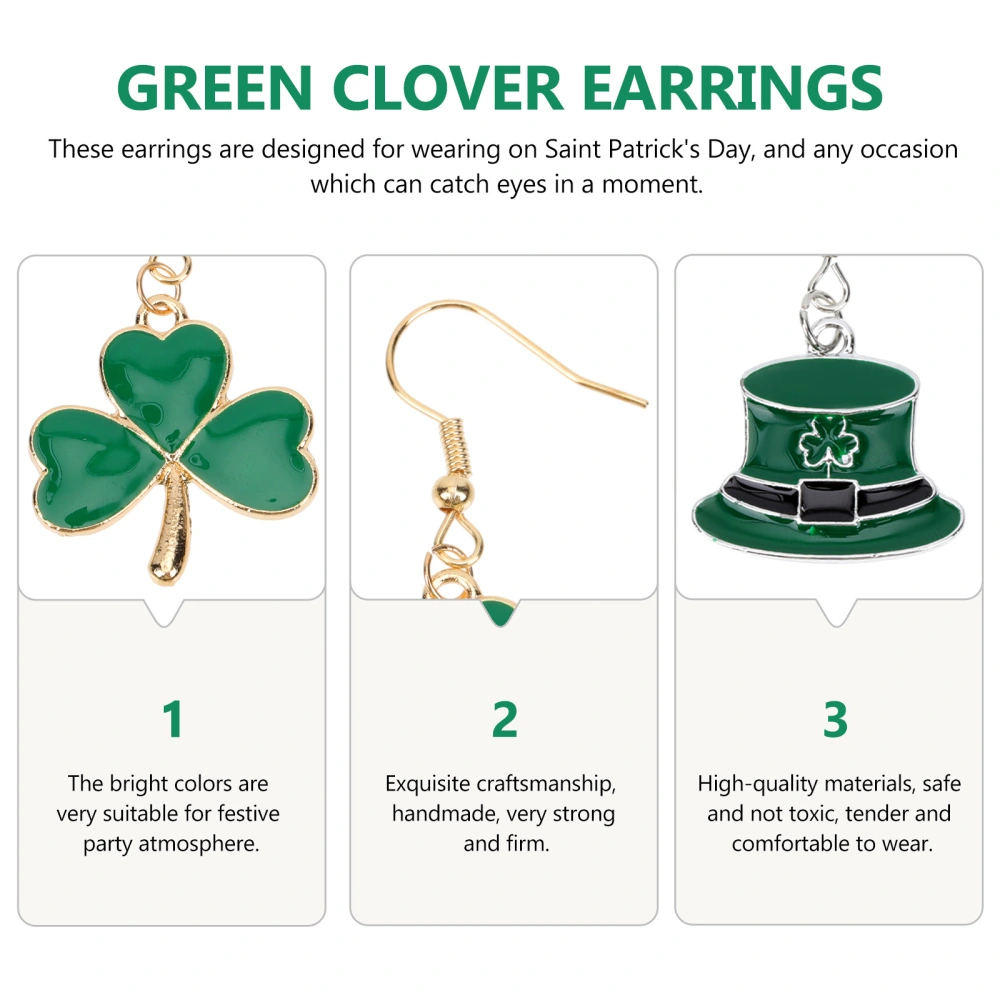 2 Pairs Creative St. Patrick's Day Elements Interesting Earrings for Decoration