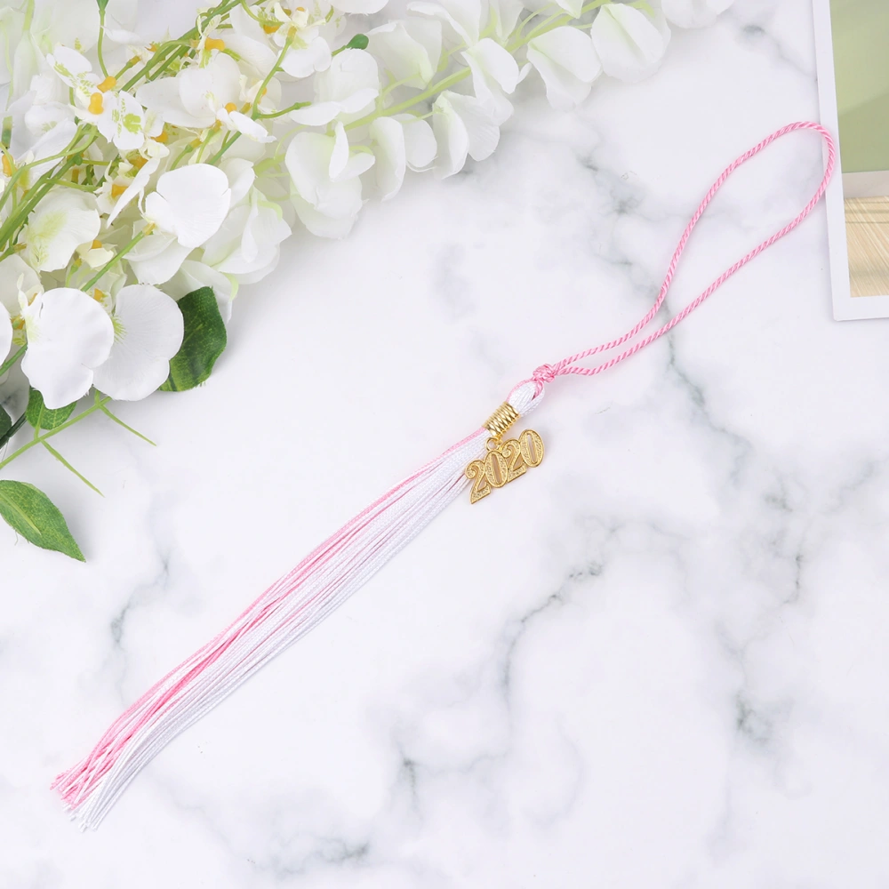 6pcs Graduation Tassels Decorative Double Color Tassels 2020 Graduation Hat Tassels (Pink + White)