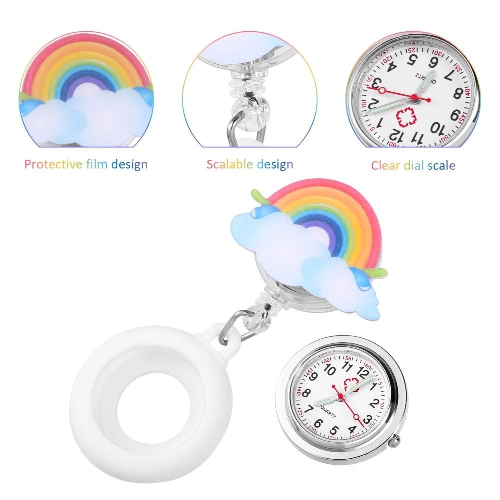 Hemobllo Nurse Watch Retractable Clip-on Pocket Watch Lovely Night Glowing Watch for Doctor Nurse