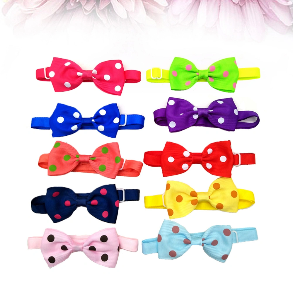 10Pcs Pet Bow Ties Pet Dot Pattern Collars Cat Bowknot Chokers Pet Photo Props for Home Outdoor Assorted Color