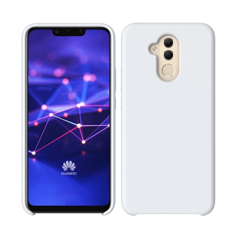 Protective Phone Case Solid Silicone Scrub Feeling Lining Scratch-resistant Anti-fingerprint Oil Proof Full Covered Phone Cover for Huawei Mate 20 lite (White)