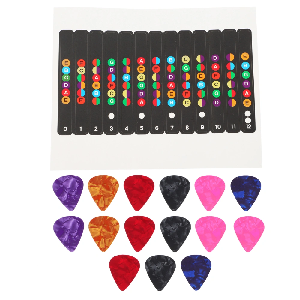 3 Sets of Guitar Scale Sticker Guitar Beginner Fingerboard Sticker Guitar Pick Set