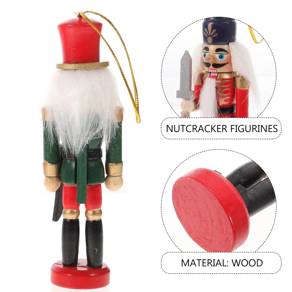 6Pcs Hanging Xmas Nutcracker Soldier Decoration Wooden Nutcracker Puppet Decor