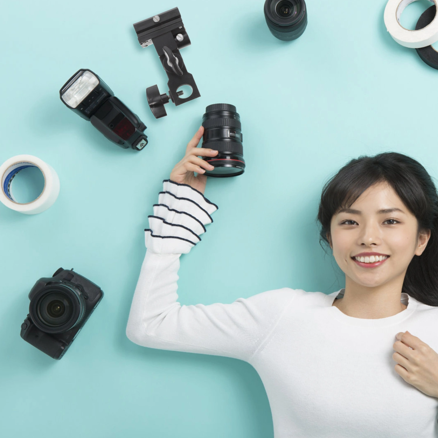 Adjustable Light Stand Adapter Flash Light Bracket Photography Accessories