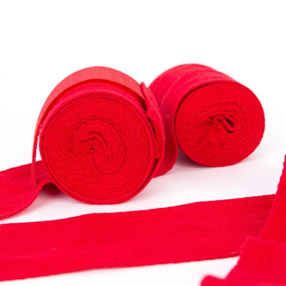 1 Pair 2.5M Cotton Hand Wraps Bandage Handguard Wraping Belt Hand Sticking Pad Design Protecting Nylon Strap for Karate Sanda Boxing Fitness (Red)