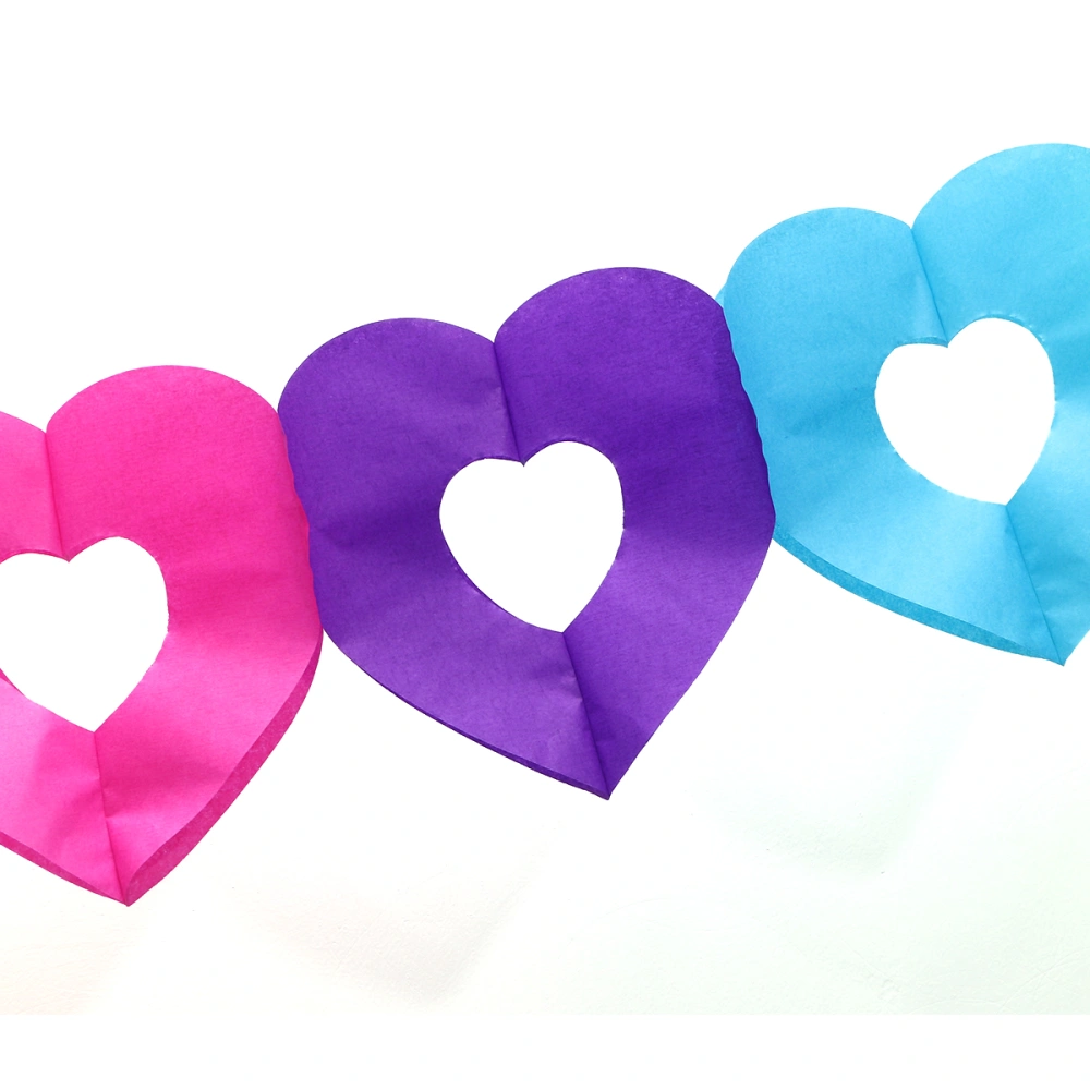 Colorful Love Heart Banner Paper Party Garland Wedding Birthday Hanging Decor