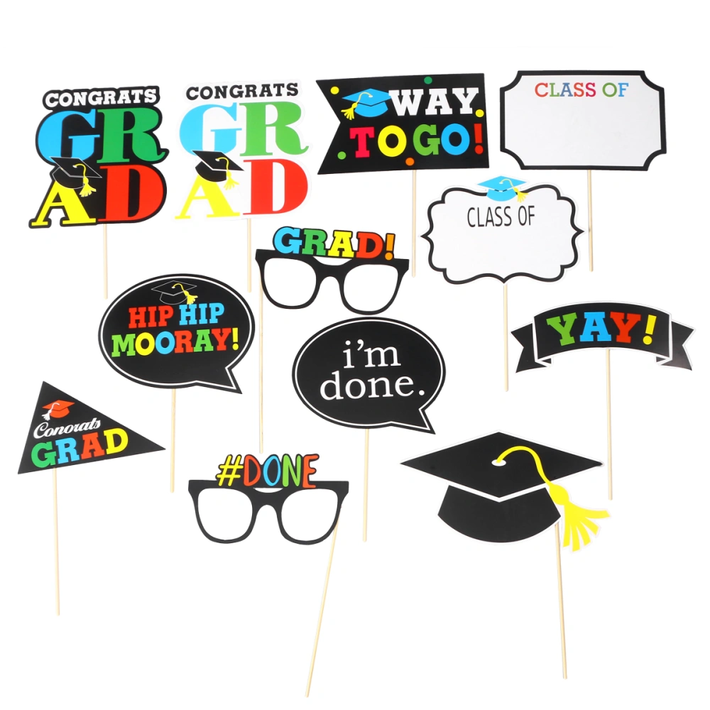 12pcs Graduation Party Photo Booth Props DIY Funny Paper Props 2019 Graduation Party Decorations