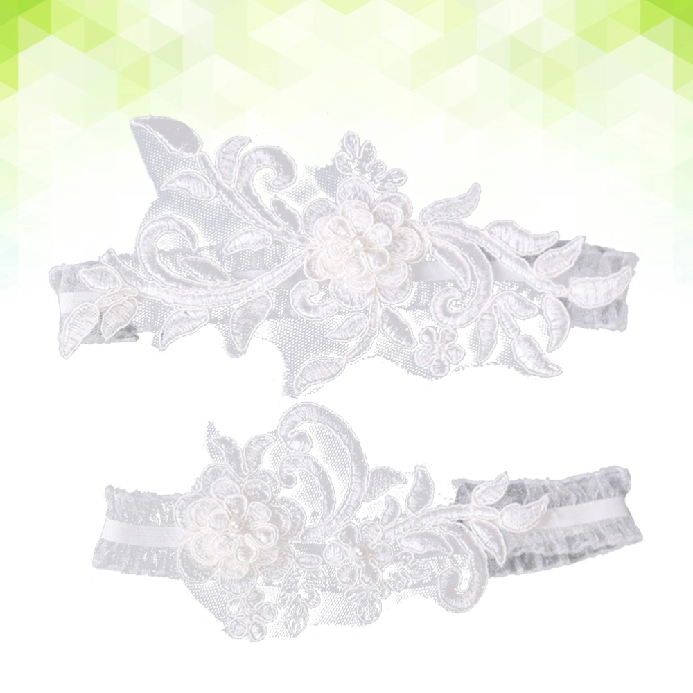 1pc Western Wedding Bride Garter Belt Lace Flower Bridal Foot Decor Floral Ornaments (White)