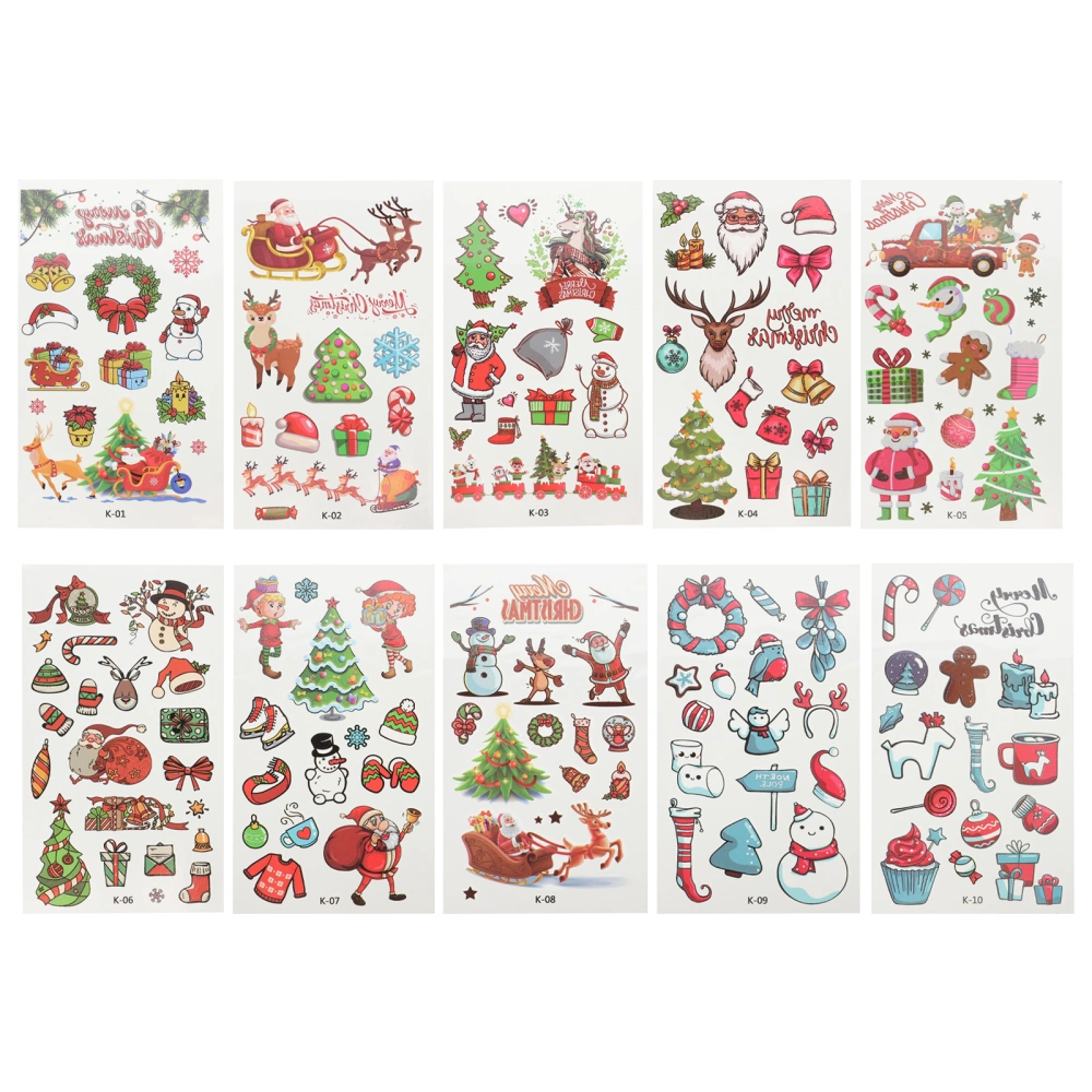 40 Sheets Fake Tattoos Decals Kids Temporary Tattoos Christmas Cartoon Tattoos