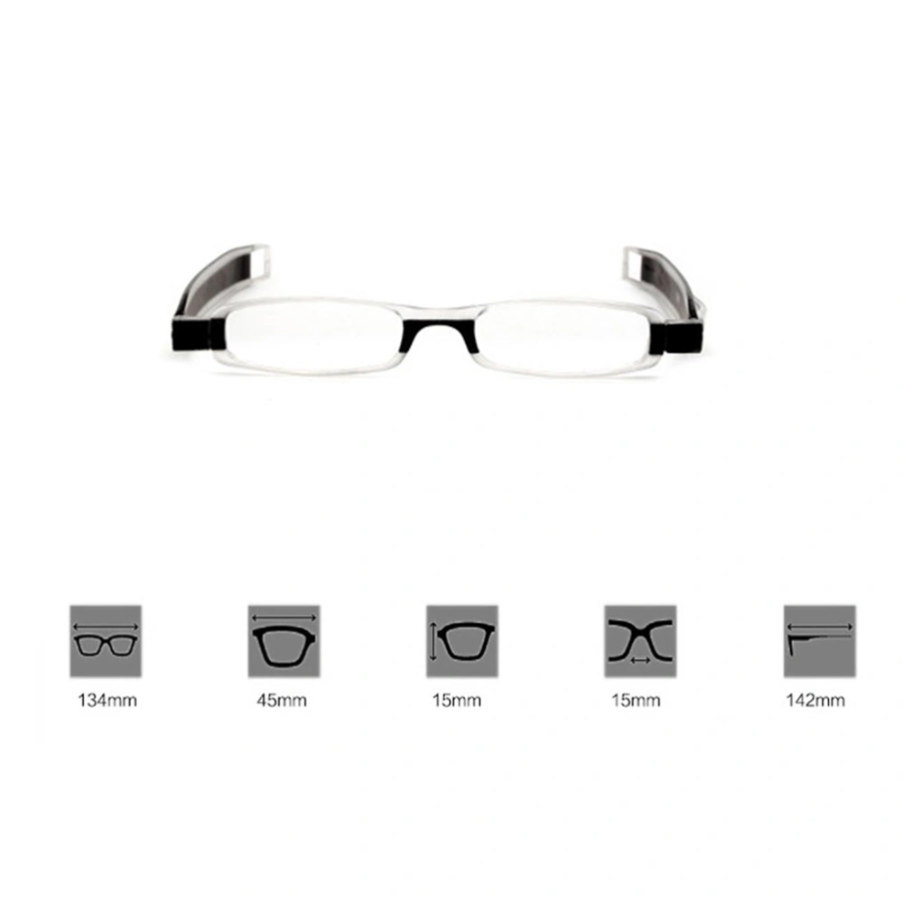 Anti-Fatigue 360 Rotating Folding Lightweight Reading Glasses Spectacles for Men Women +3.00 (Dark Brown)