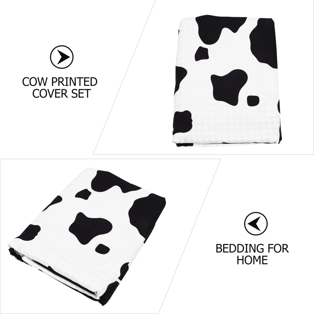 3Pcs/Set Nordic Style Bedding Set Cartoon Milk Cow Pattern Bedroom Cover Set