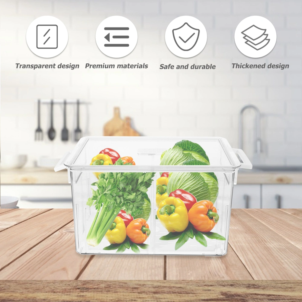 Refrigerator Organizer Transparent Fridge Storage Box Fruit Vegetable Drain Bin Beverage Organizer