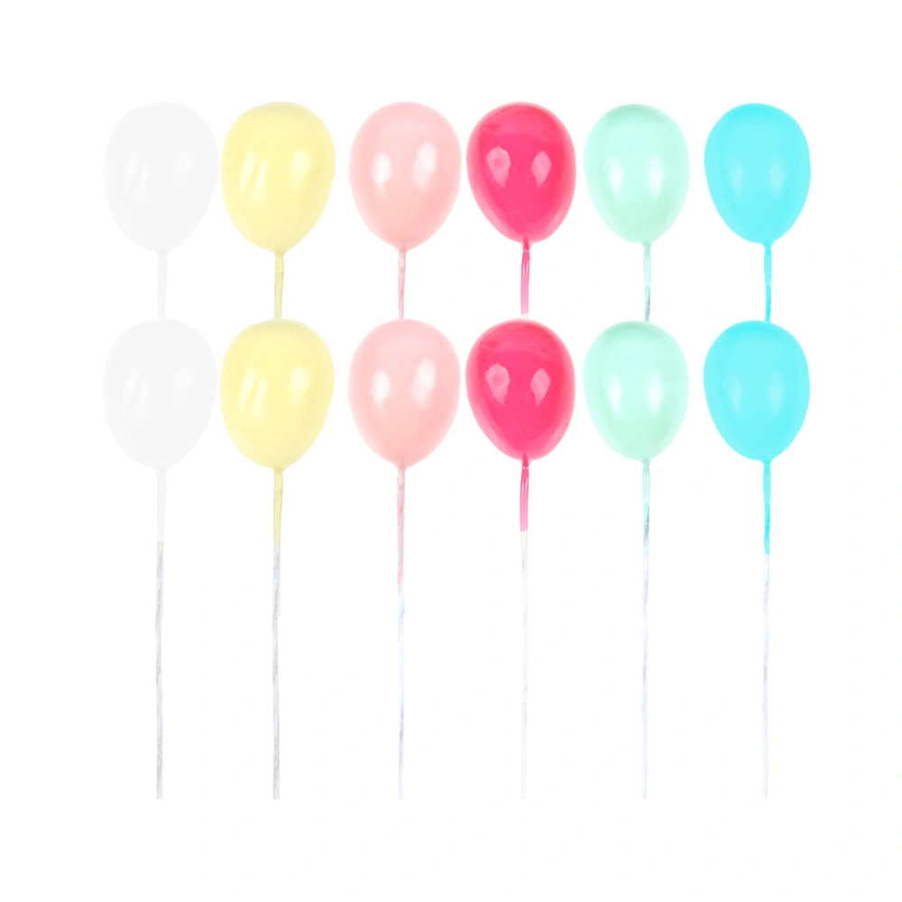 12PCS Balloon Shaped Cake Toppers Creative Colorful Balloon Cake Pick Funny Balloon Cake Toppers Romantic Balloon Cake Decor Lovely Birthday Cake Toppers for Birthday Party Decor