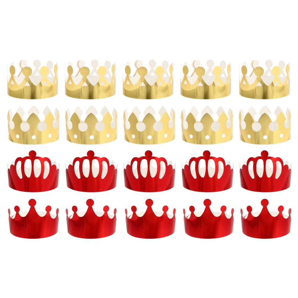 20pcs Golden and Red Paper Crown Hats Birthday Party for Adults Children