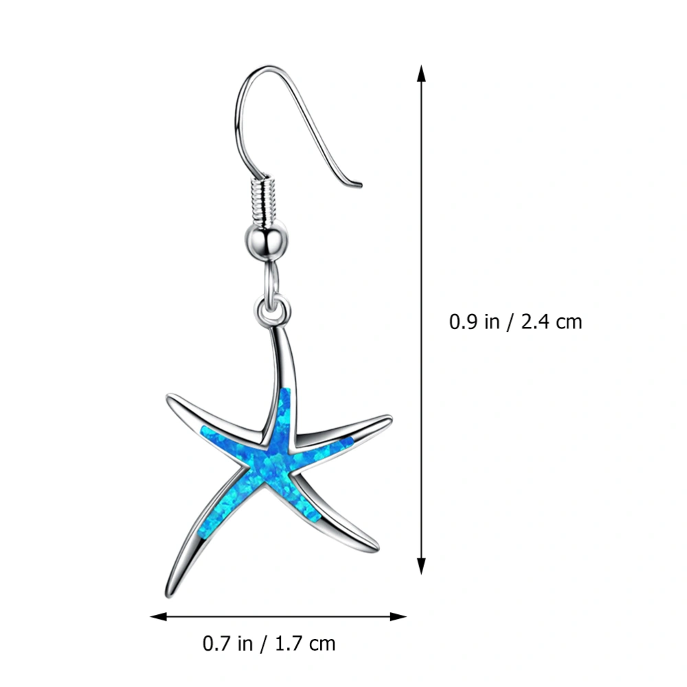 1 Pair Summer Beach Style Earrings Decorative Sea Star Shaped Ear Hooks