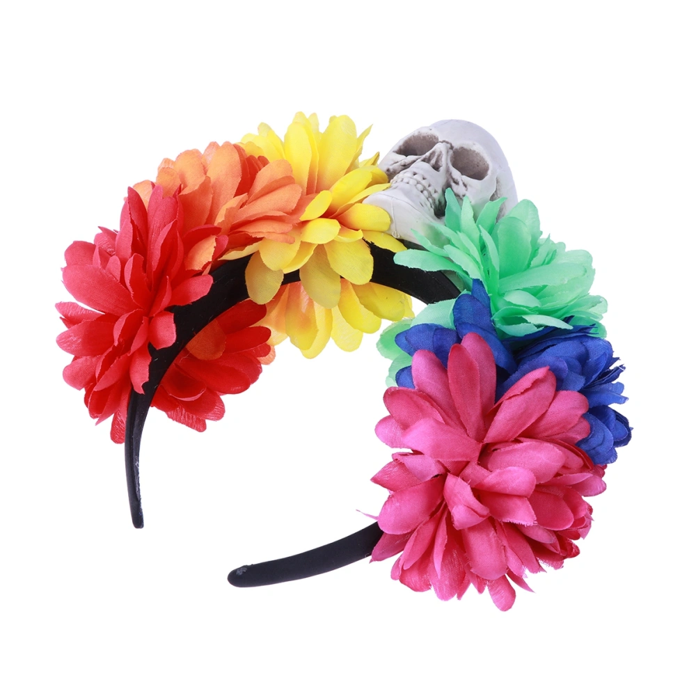 Party Decorative Headbands Hair Flower Skull Hair Band Cosplay Costume Accessory for Halloween Cosplay Masquerade (Pattern D)