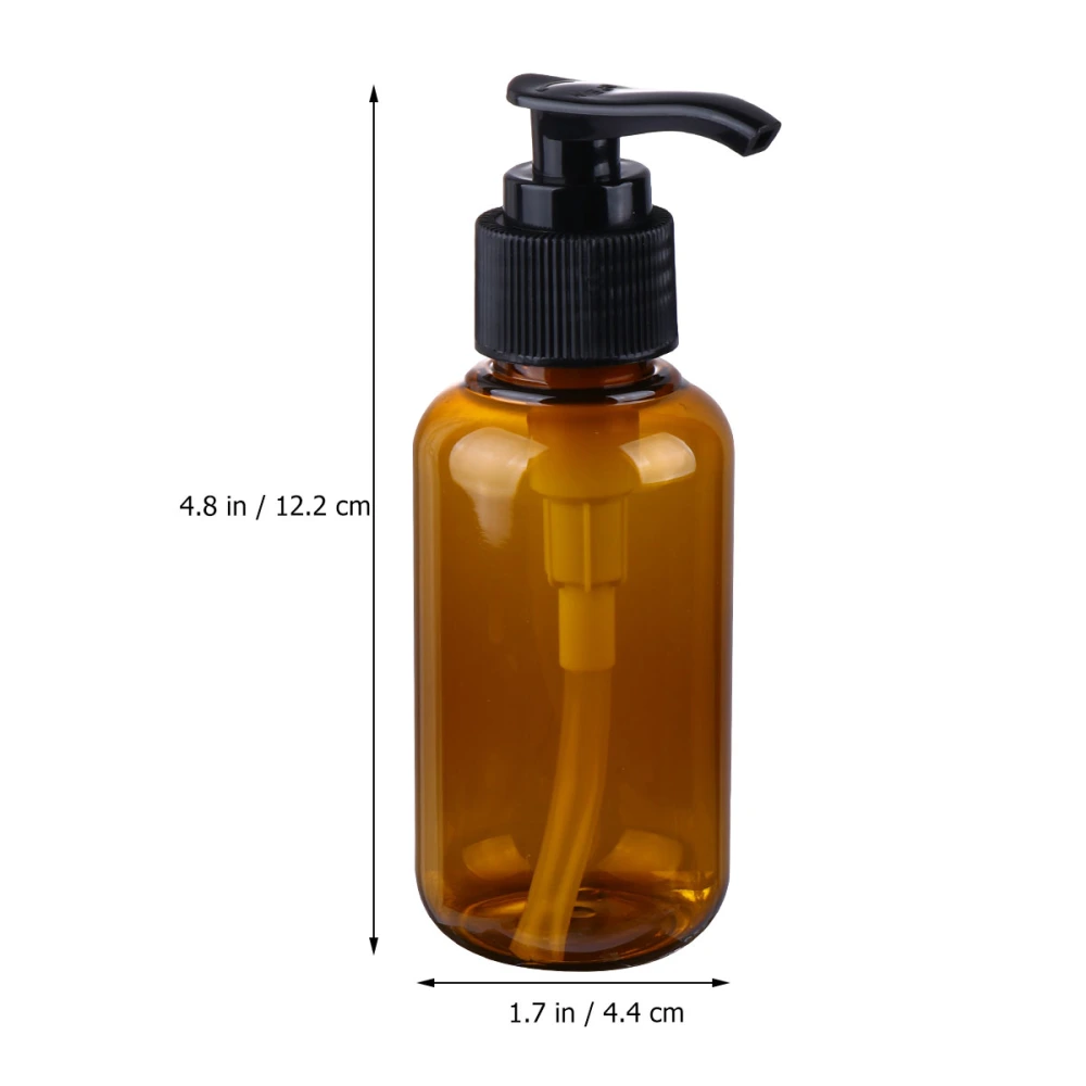 6Pcs Plastic Emulsion Bottle PET Subpackaging Bottle Practical Refillable Bottle Press Pump Bottle Brown (100ml)