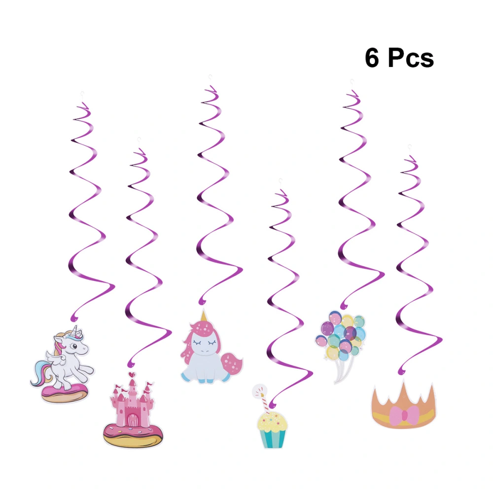 6 Sets Unicorn Theme Design Spiral Birthday Hanging Swirl Ceiling Pendant Spiral Streamers Whirls Birthday Party Decorations Layout Props