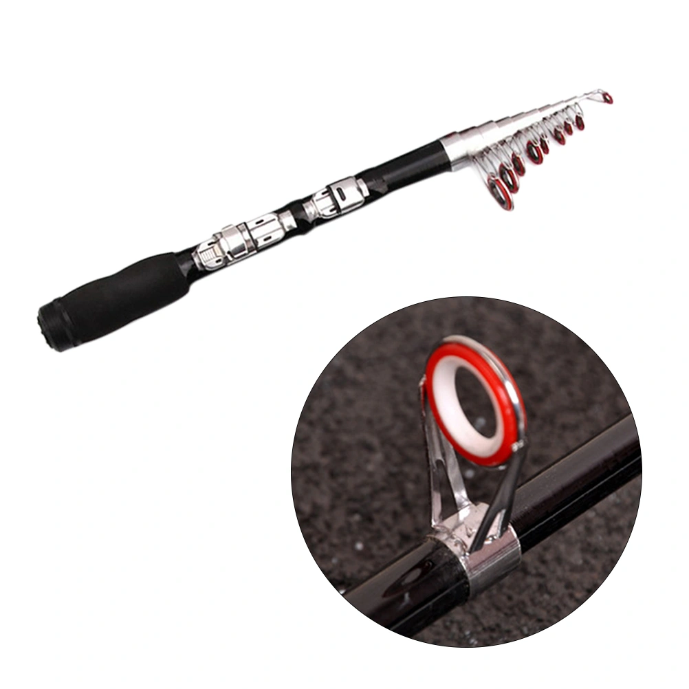 2.1m Sea Fishing Rod Mini Telescopic Fishing Rod Pole Fishing Tackle Tools (Black)