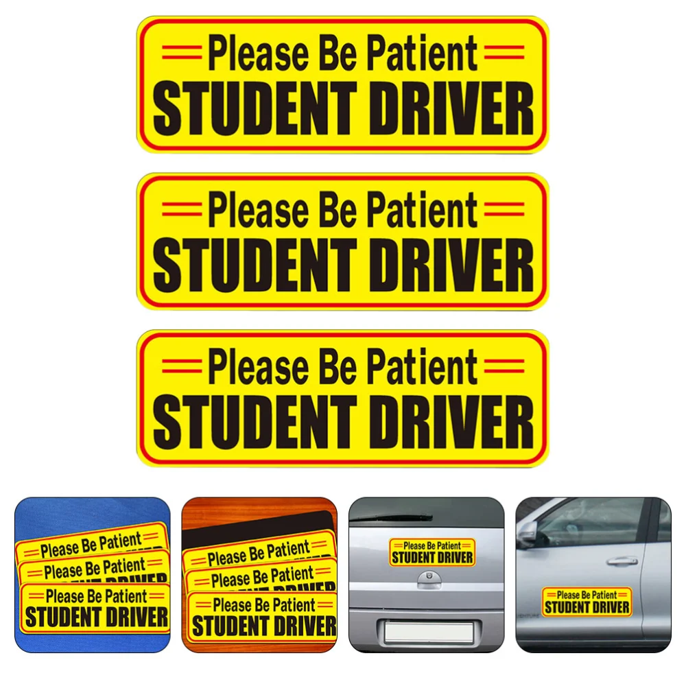 3pcs PVC Student Driver Sticker Student Driver Reflective Magnet for Car Auto