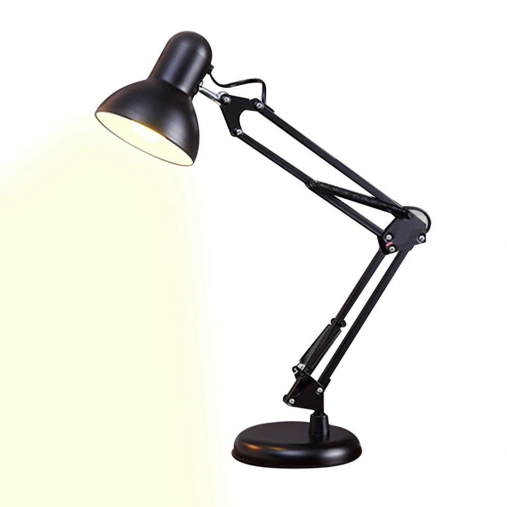 Eye Protection Folding LED Desk Lamp Swing Arm Desk Lamp Metal Lampshade Nordic Design Table Lamp Reading Light Beside Lamp Light Bulb - Button Switch (Black)