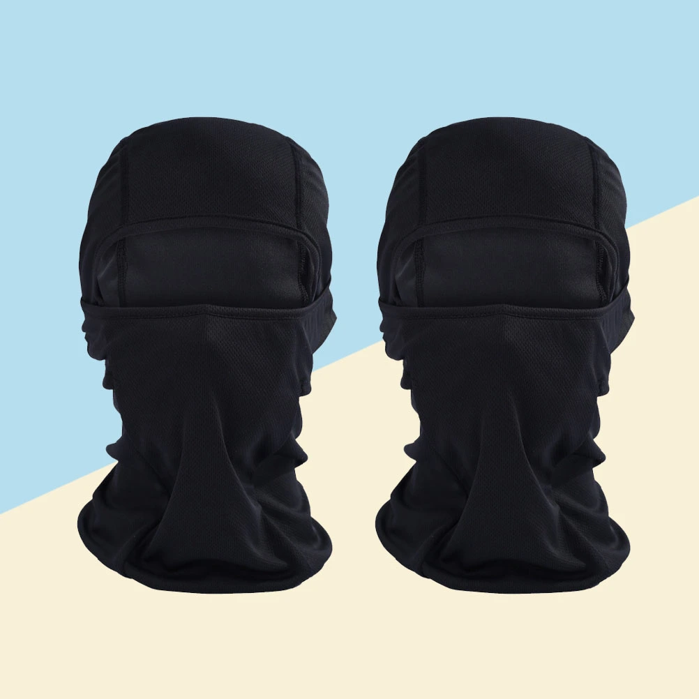 2Pcs Black Windproof Ski Face Mask Winter Motorcycle Neck Warmer Polyester Hood for Women Men Youth Snowboard Cycling Hat Outdoors Helmet Liner Mask