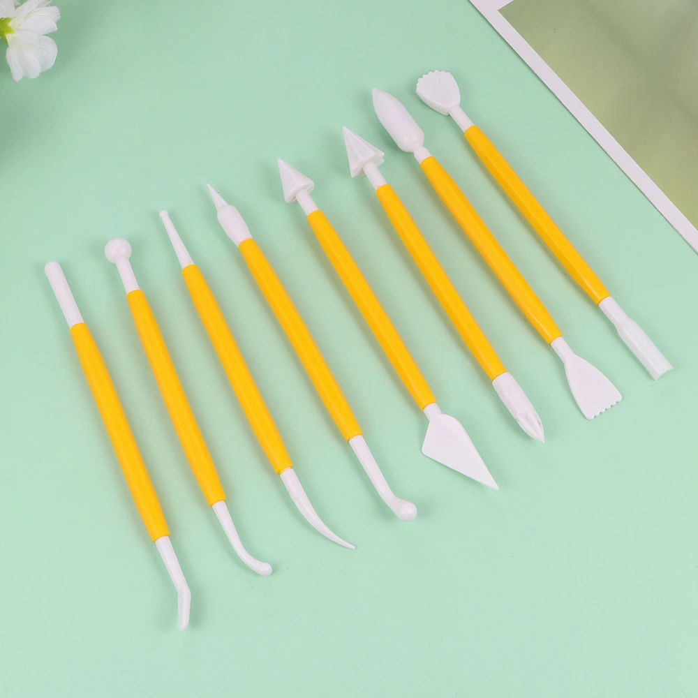 3 Sets/Total 24pcs Clay Sculpting Set Plastic Pottery Sculpting Carving Tool Molding Shaping Tools (Yellow)