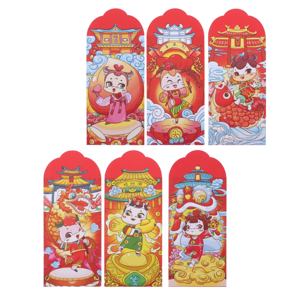 18pcs Chinese New Year Red Envelopes Creative Red Packets Cartoon Red Money Bags