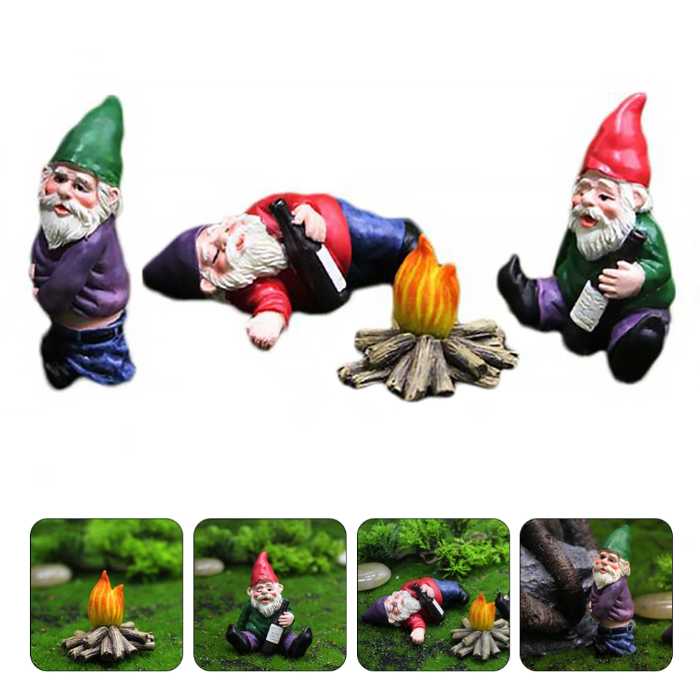 4pcs Dwarf Shape Resin Desktop Decoration Cartoon Garden Craft Ornaments