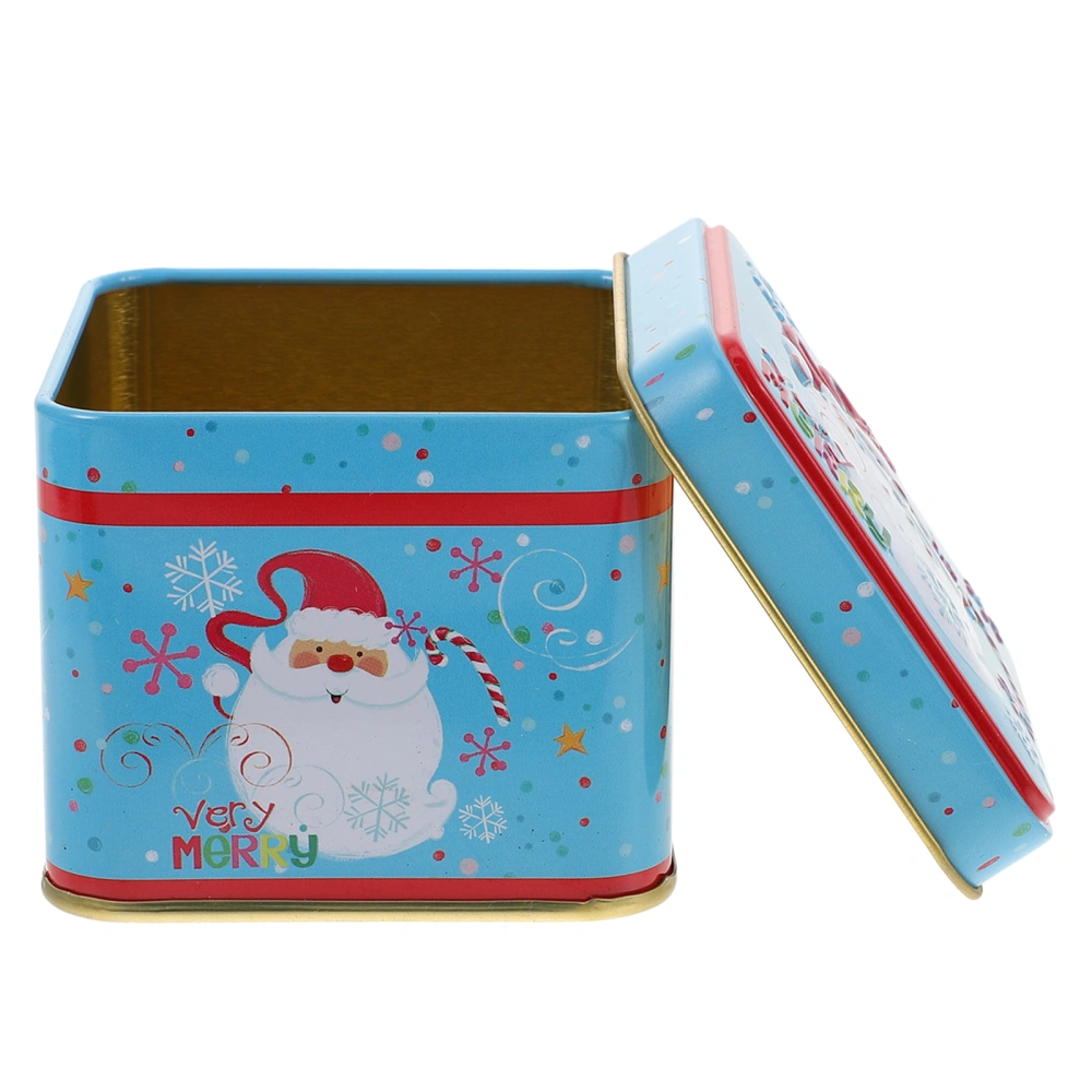 1Pc Christmas Gift Box Square Candy Embossed Tin Box Decorative Box for Party