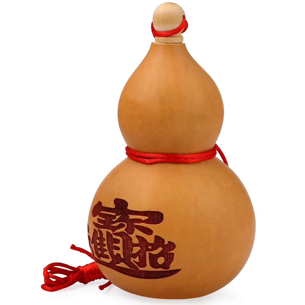 Chinese Traditional Dried Gourd Wine Gourd with Stopper Carved Pattern Gourd Vintage Home Ornament