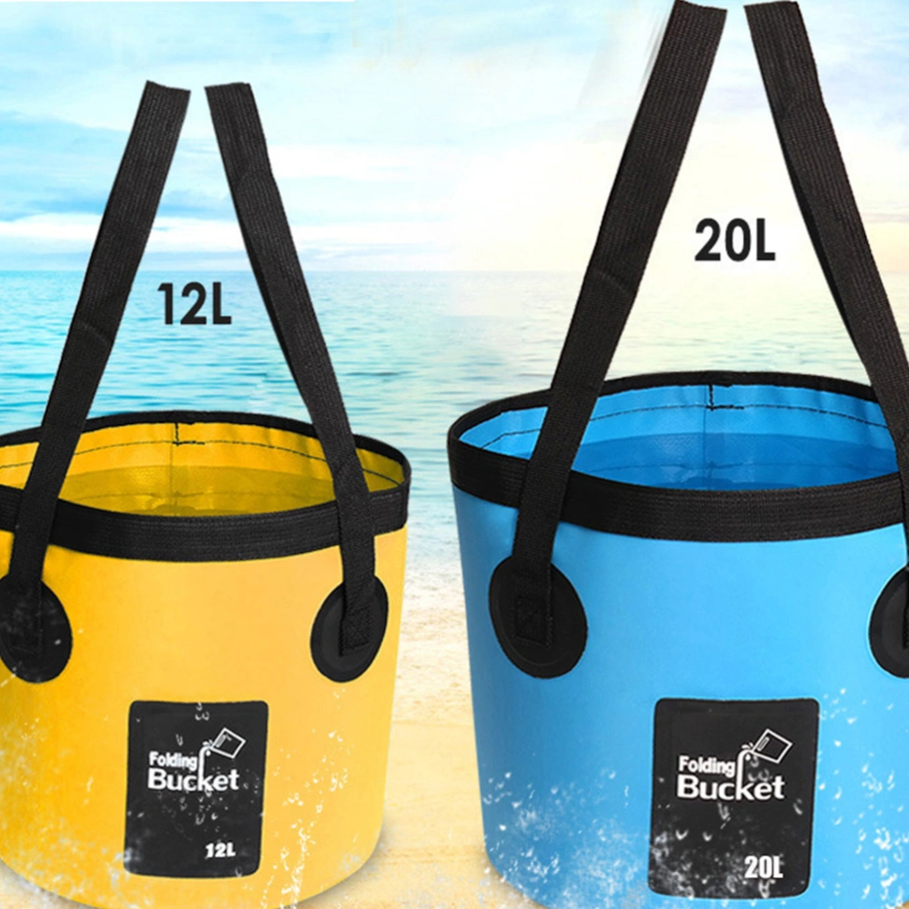 1 Pc 20L Collapsible Bucket Waterproof Bag Portable Bucket Lightweight Bag for Fishing Travelling Camping Hiking (Blue)