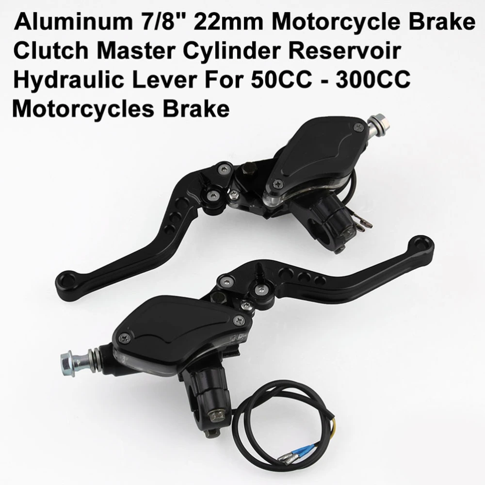 1 Pair Universal 22mm 7/8 Inch Motorcycle Brake Clutch Master Cylinder Hydraulic Pump Handle Clutch Brake Lever for 50CC - 300CC Motorbike Brake (Black)