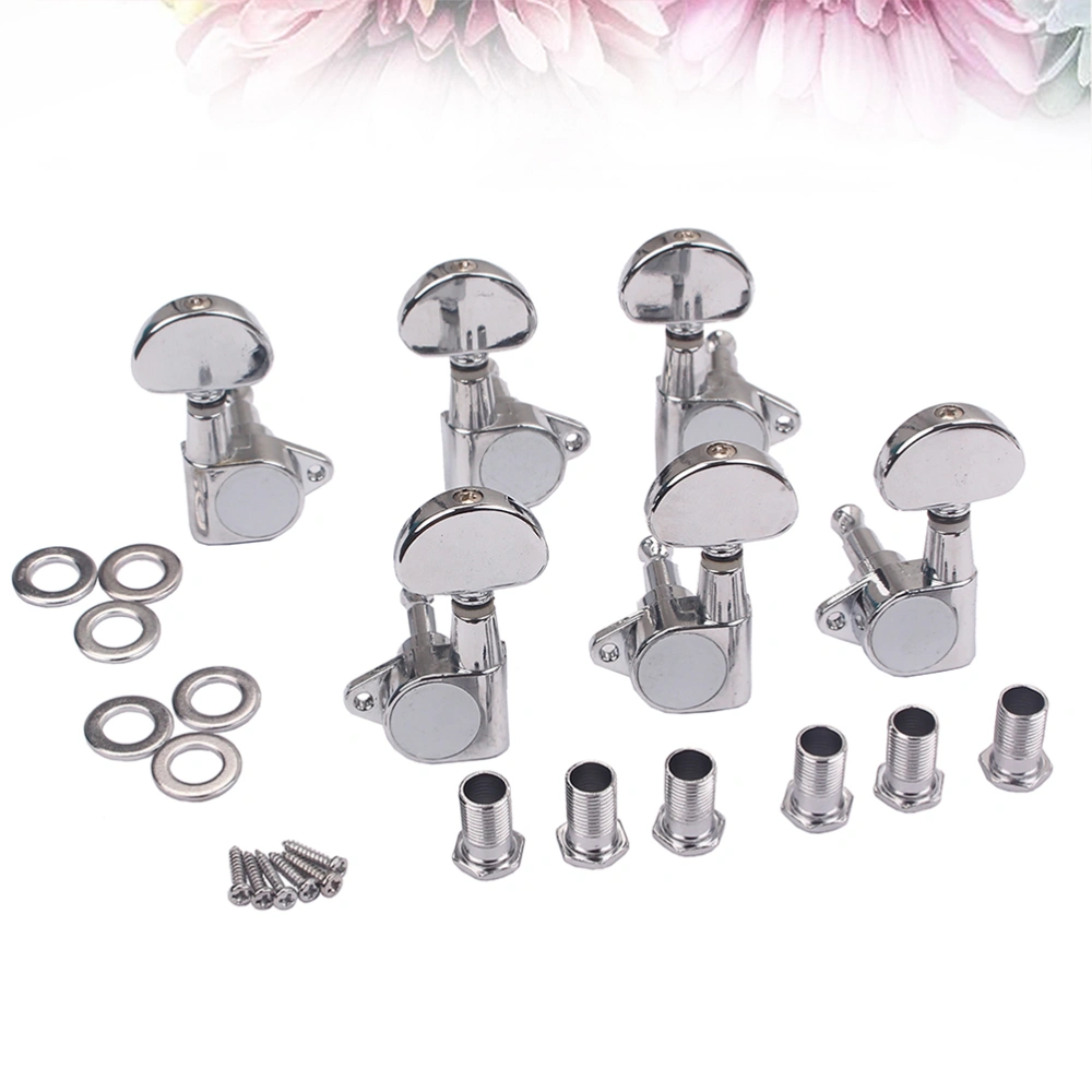 1Set GC203O Guitar Parts Tuning Pegs 3L3R Heavy Duty Guitar Tuning Keys Pegs Machine Heads Closed Gear (Silver)