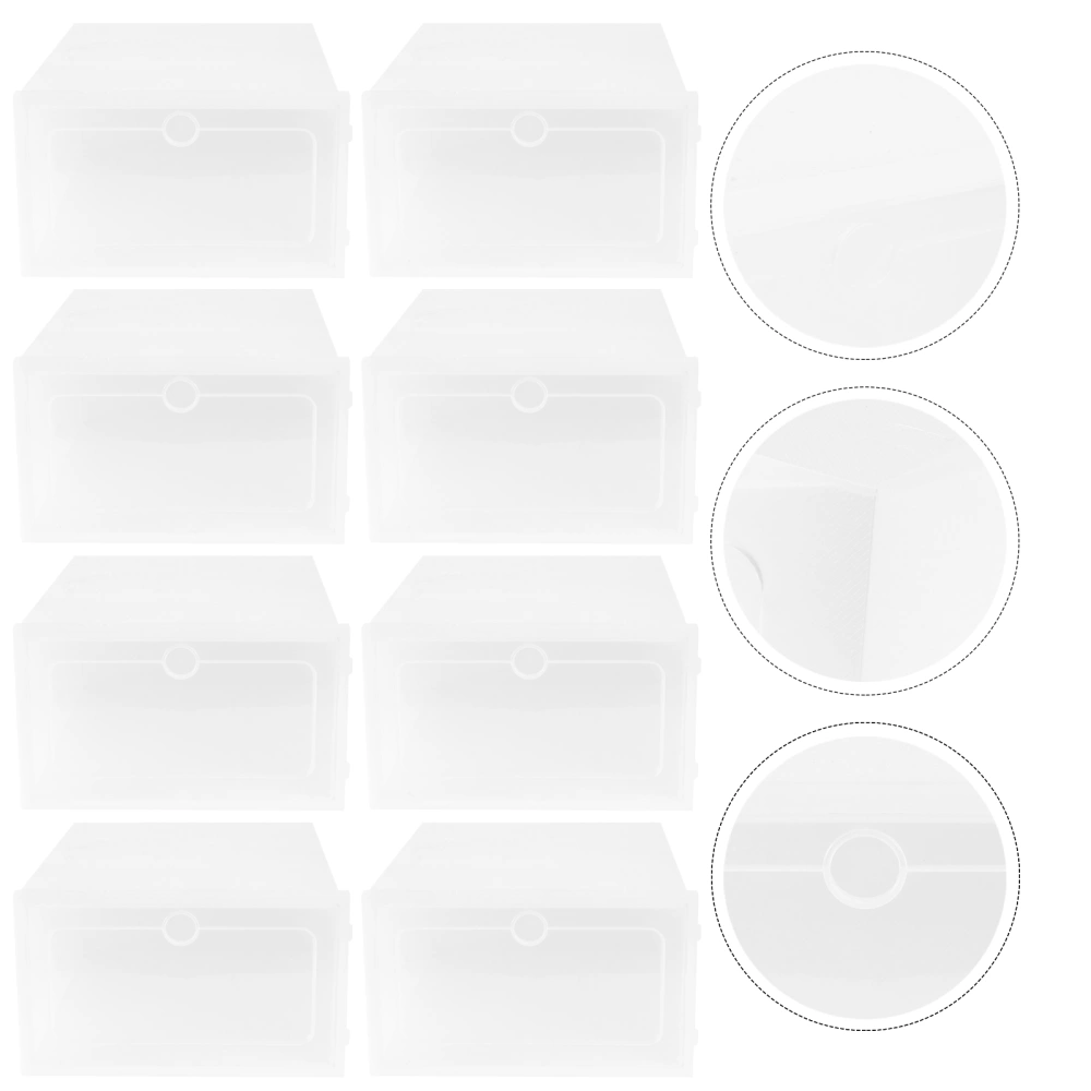 12PCS Thicken Shoes Box Transparent Stackable Shoes Storage Box Plastic Shoe Container - Size S (White)