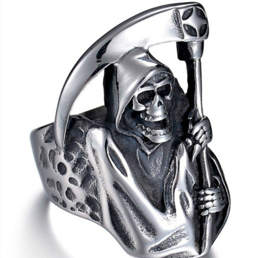 1PC Alloy Ring Reaper Scythe Ring Fierce Skull Ring Personalized Retro Ring
