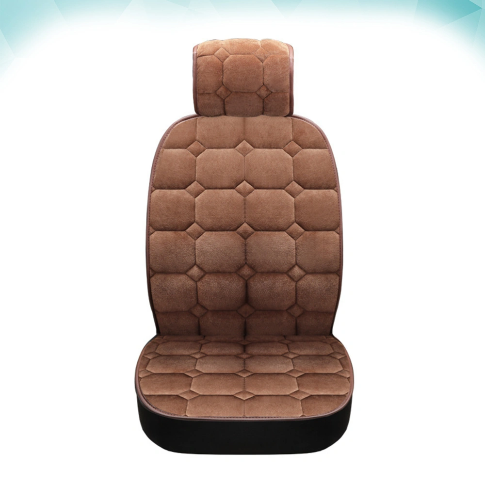 1 Pc Keep Warm Car Seat Cover Autumn Winter Short Plush Car Cushion Universal Car Seat Protector Mat Car Interior Accessory (Coffee)